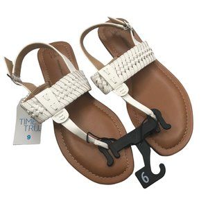 Time And Tru Women's Size 9 White Whip Stitch Thong Sandal New With Tags